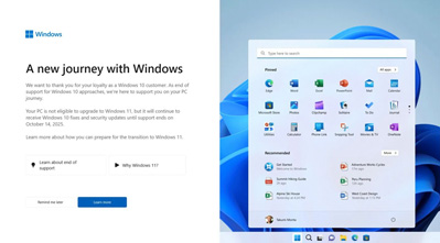 Microsoft навязчиво рекомендует обновление до Windows 11